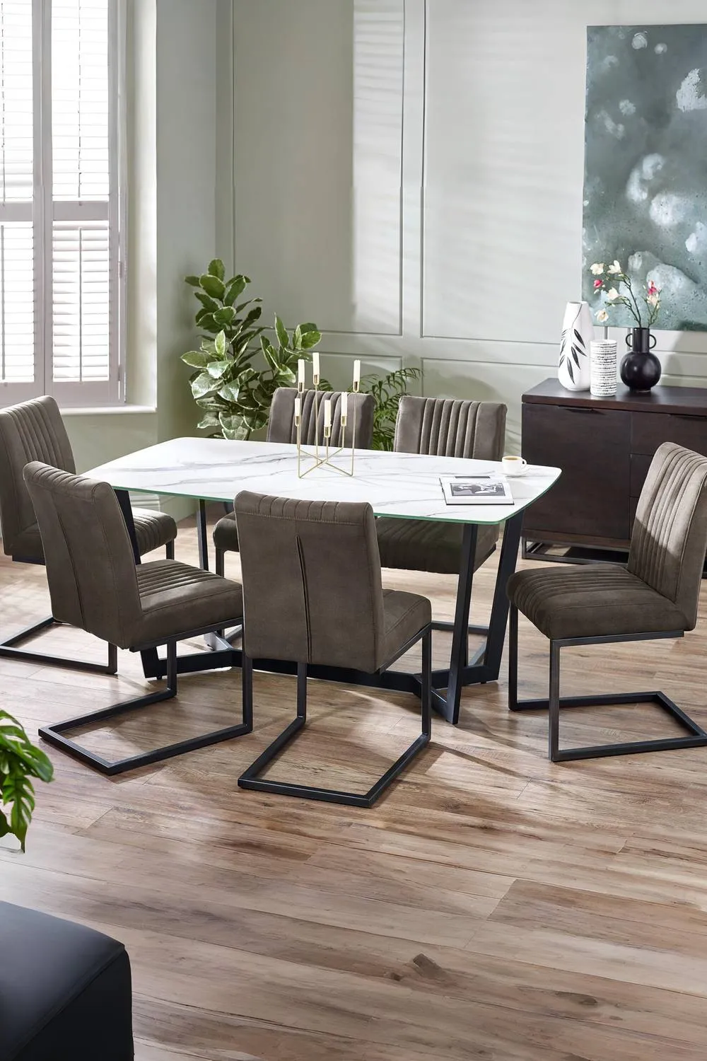 Julian Bowen Olympus Rectangular Glass Top 4-6 Dining Table in White 2