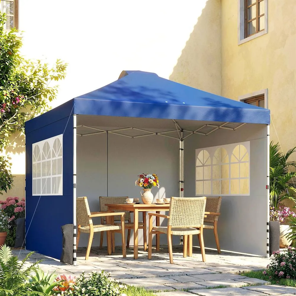 OUTSUNNY Pop Up Canopy Waterproof Height Adjustable 3 x 3 (m) in Blue