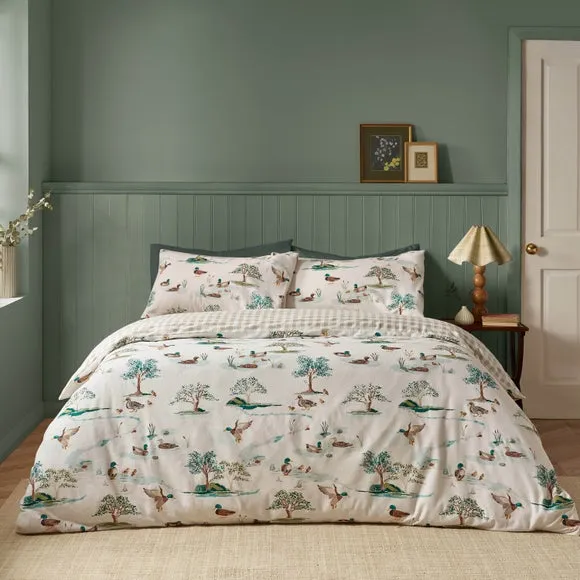 Catherine Lansfield Mallards 100% Brushed Cotton Duvet Cover & Pillowcase Set 1