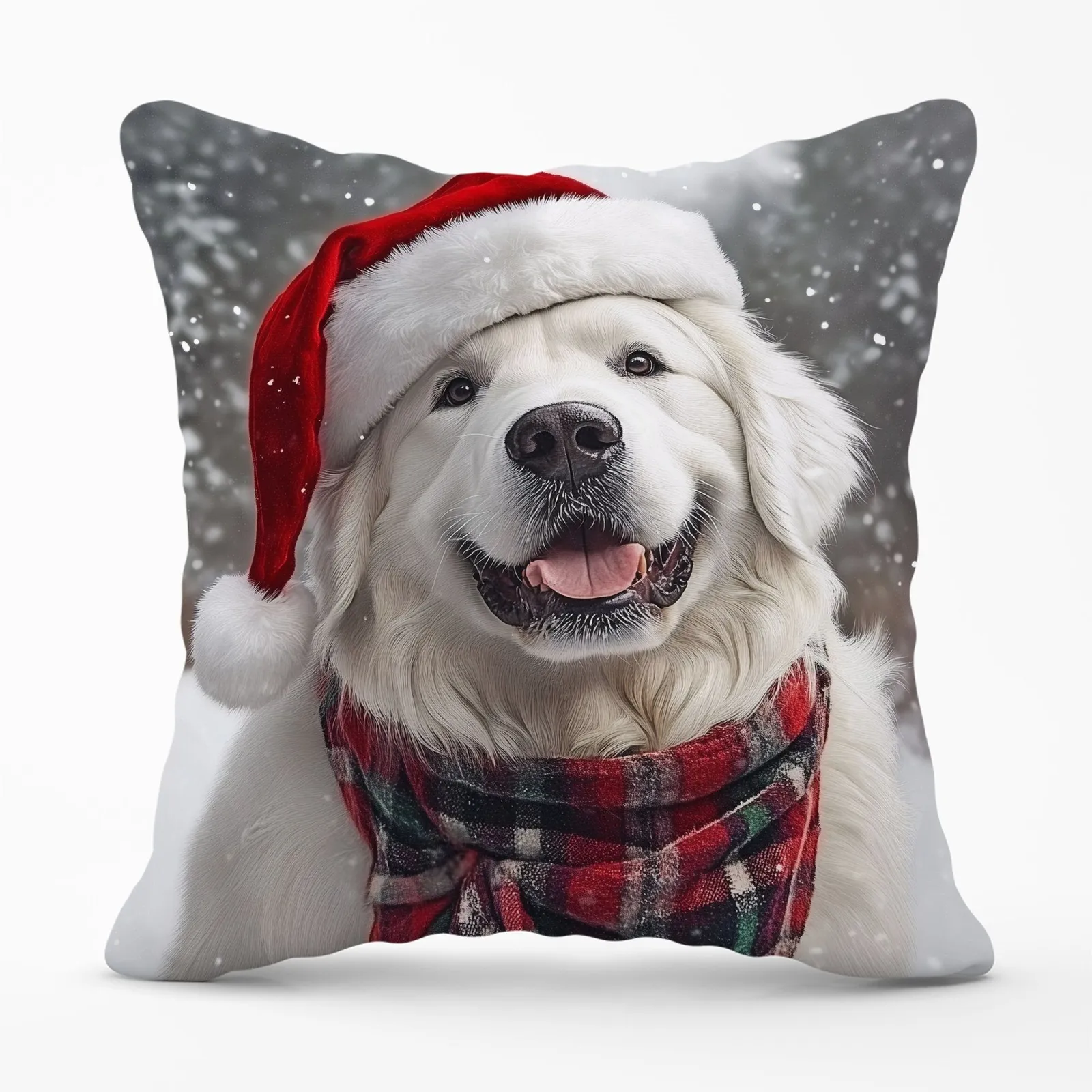 Warren Reed - Designer Christmas White Newfoundland Cushion