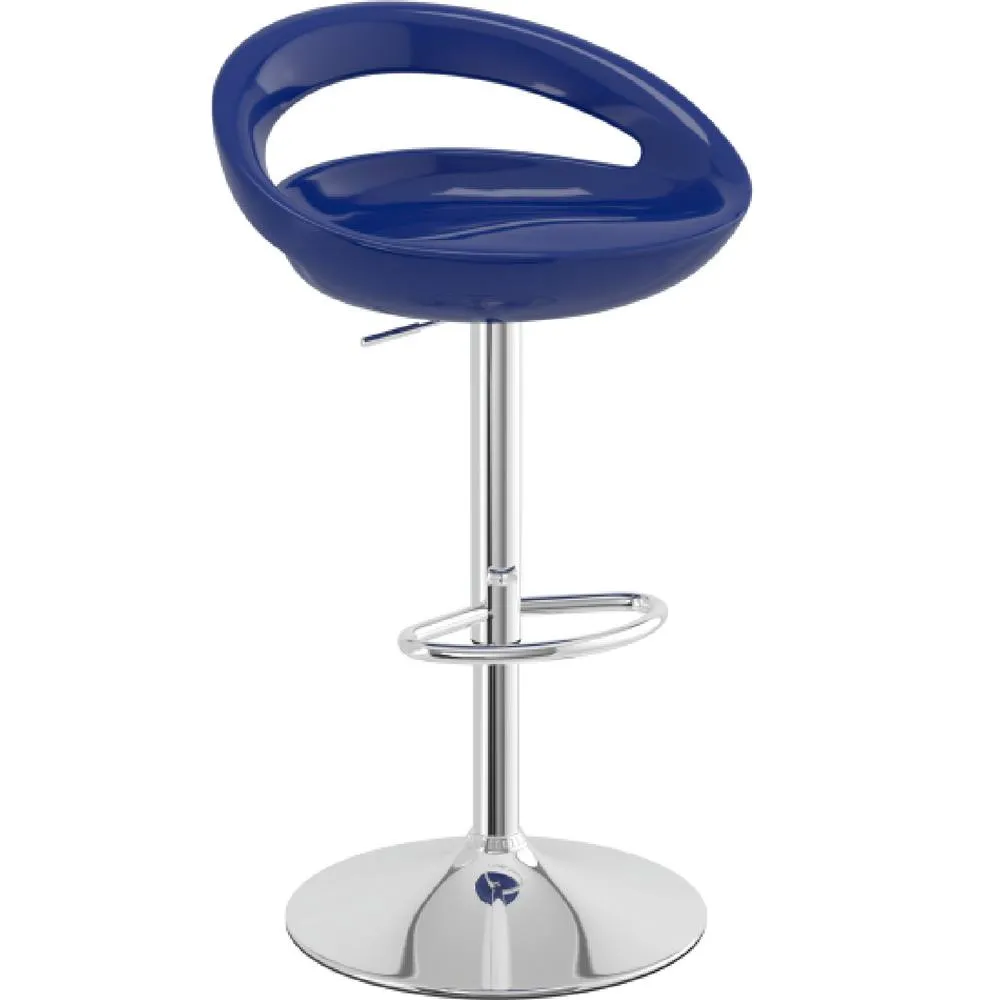 netfurniture Halfy Half Moon Retro Kitchen Bar Stool - Blue Seat Height Adjustable 3