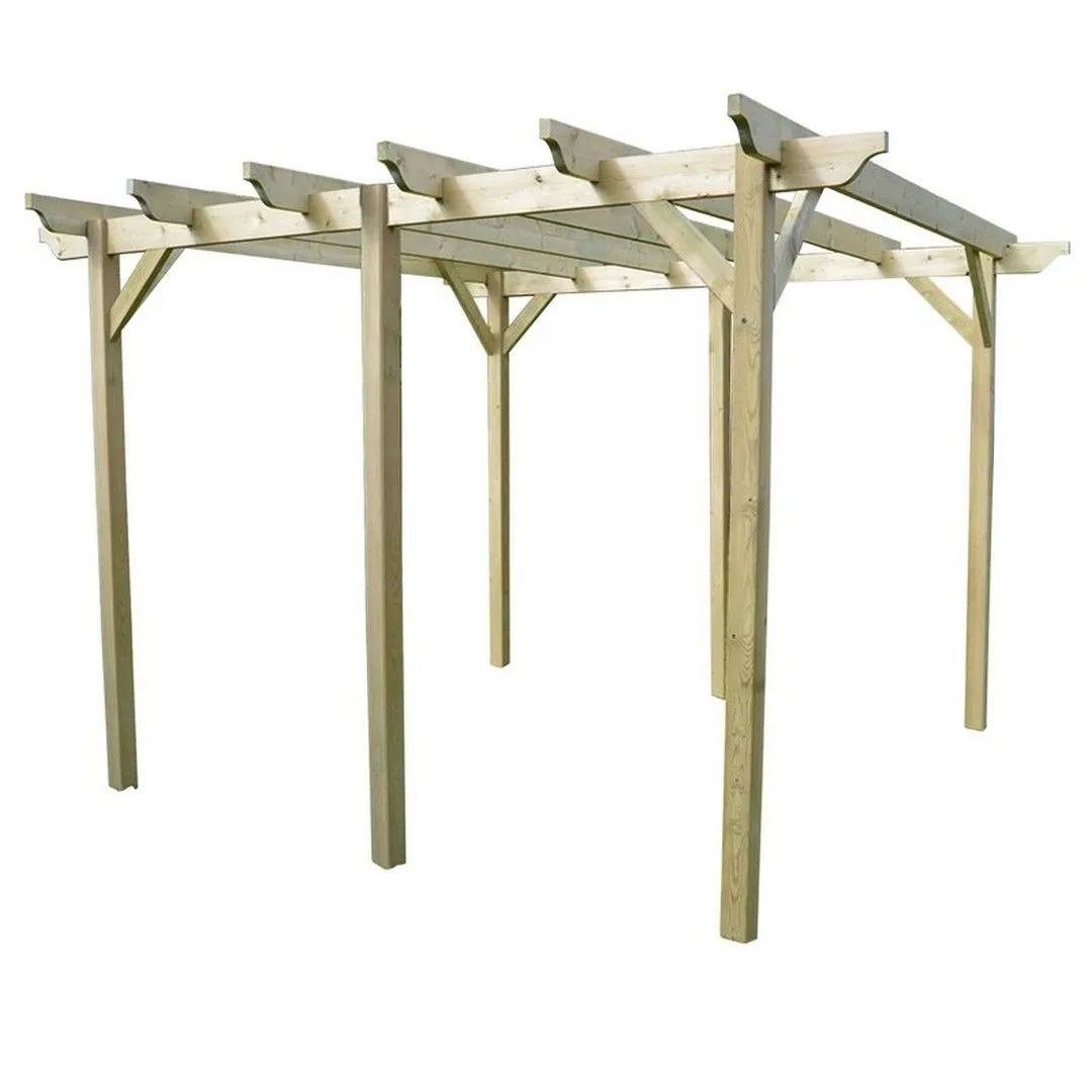 Rutland County Garden Furniture Ltd Garden Pergola 6 Posts - Wood - L180 x W780 x H270 cm - Rustic Brown in Light Green