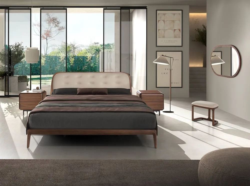 Angel Cerda Leatherette King Bed 180x200 cm in Beige 4