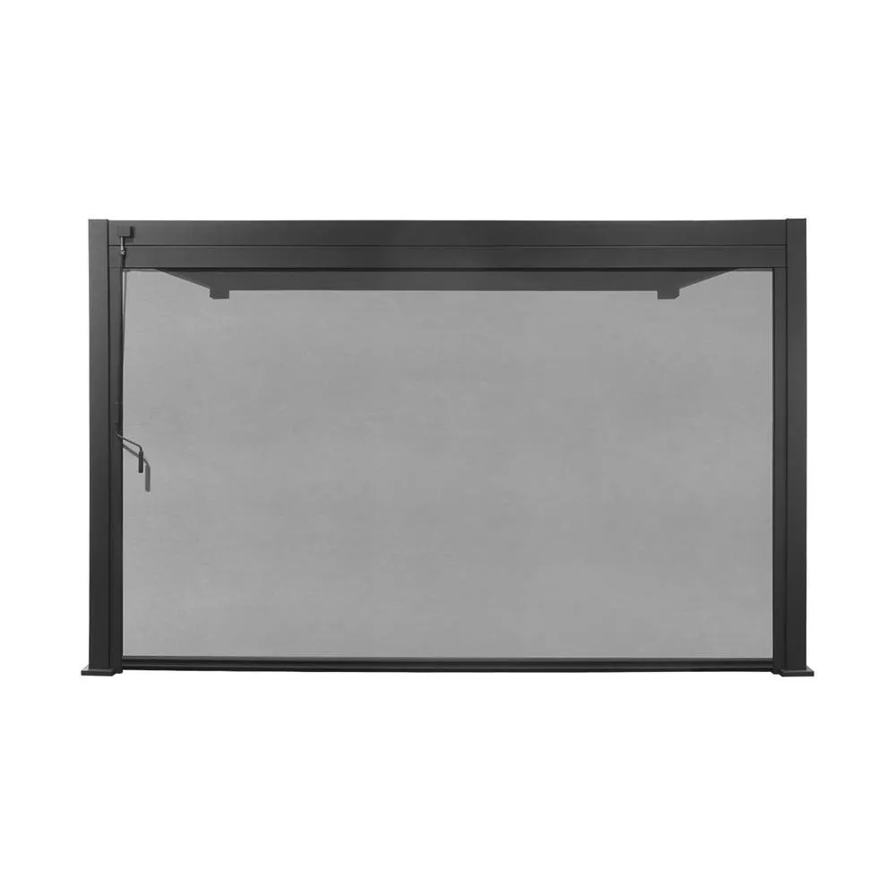 sweeek Lean to pergola with louvered roof in aluminium 4x3m + 4m blind in Dark Grey 3
