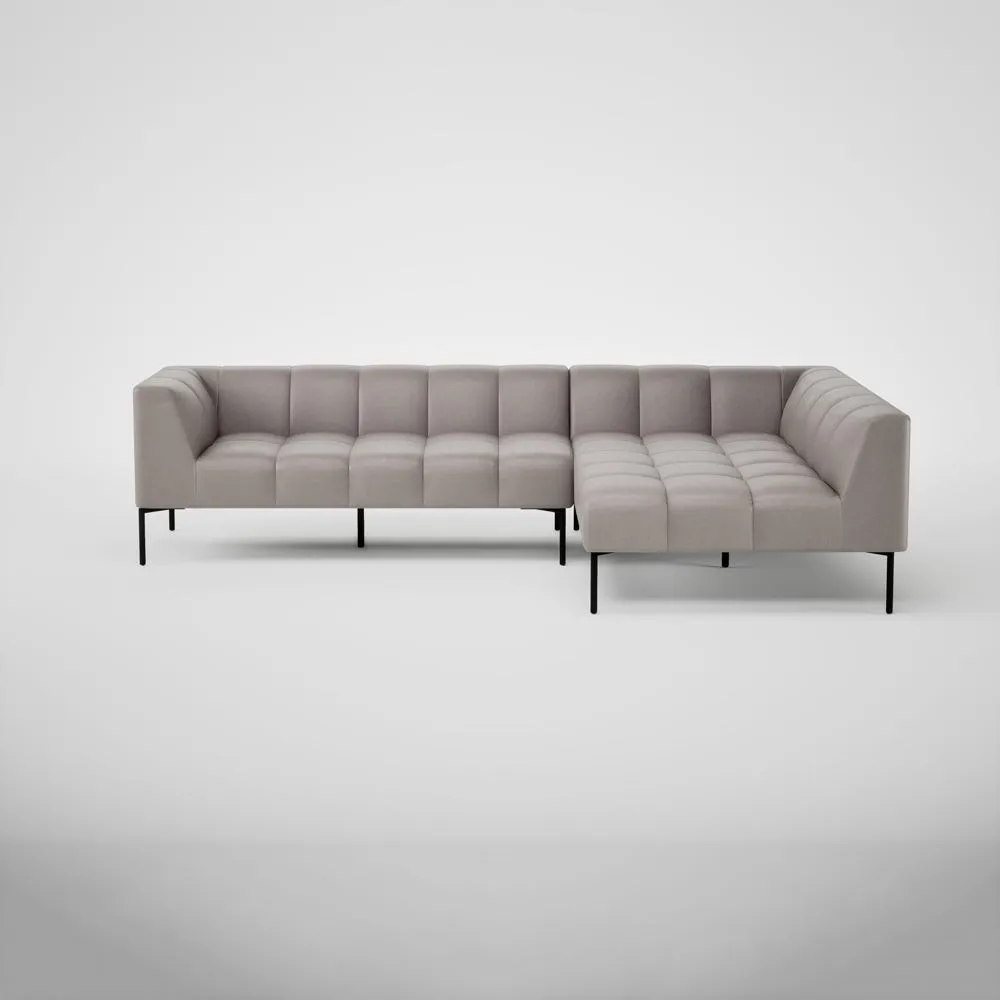Heal's Quadro Right Hand Facing Chase Sofa Daino Leather Elephant Grey Black Feet 2