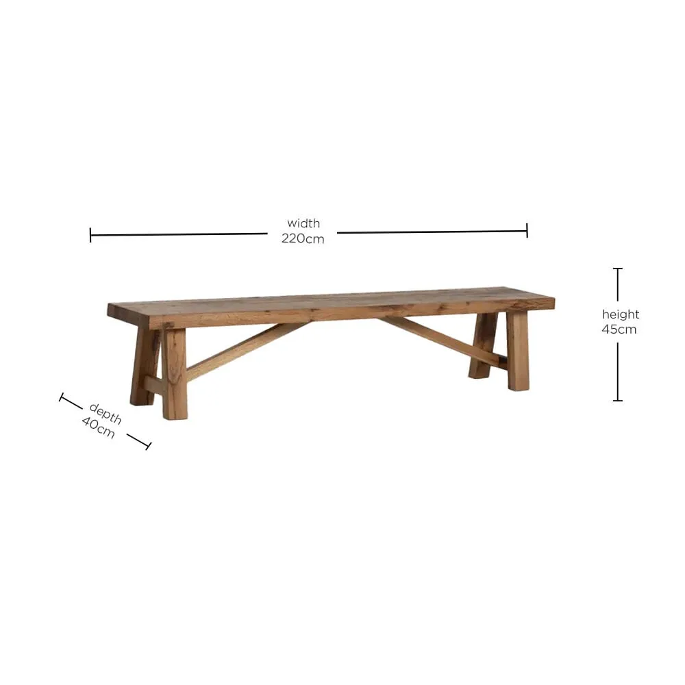 Pure Furniture Canterbury Bench 220Cm, Brown Oak | Barker & Stonehouse 4