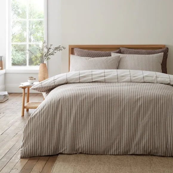 Bianca Fine Linens Regal Check 100% Brushed Cotton Duvet Cover & Pillowcase Set 2