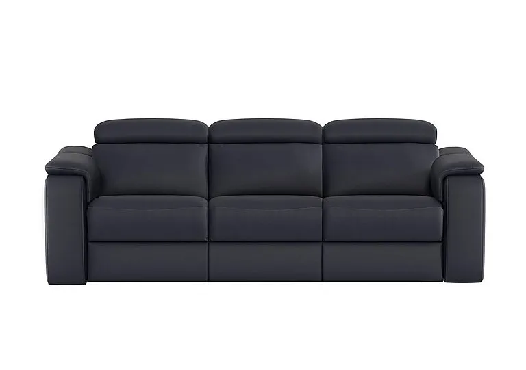 Canto 3 Seater 3 Cushion Leather Recliner Sofa with Headrests and Power Lumbar - Torello Blu