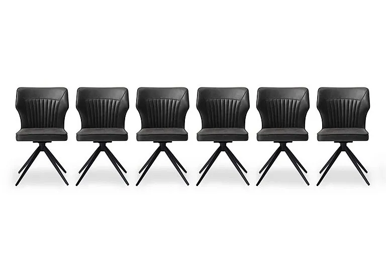 Aydin Set of 6 Swivel Dining Chairs - Dark Grey