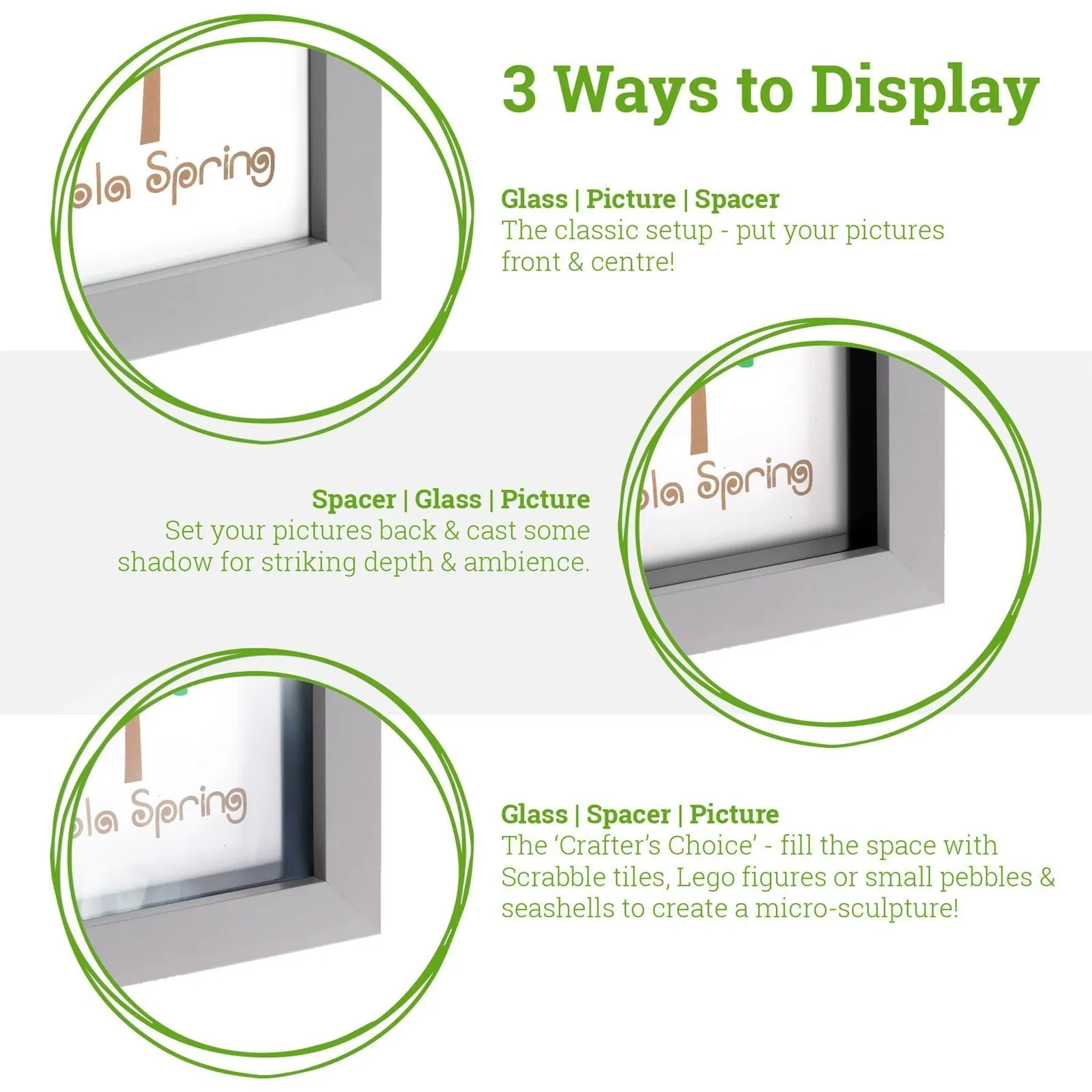Nicola Spring Deep Box Photo Frame - A4 (8 x 12") - Pack of 2 in Black 3