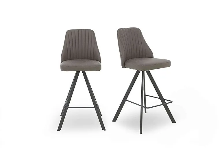 Vida Pair of Swivel Bar Stools - Dark Grey