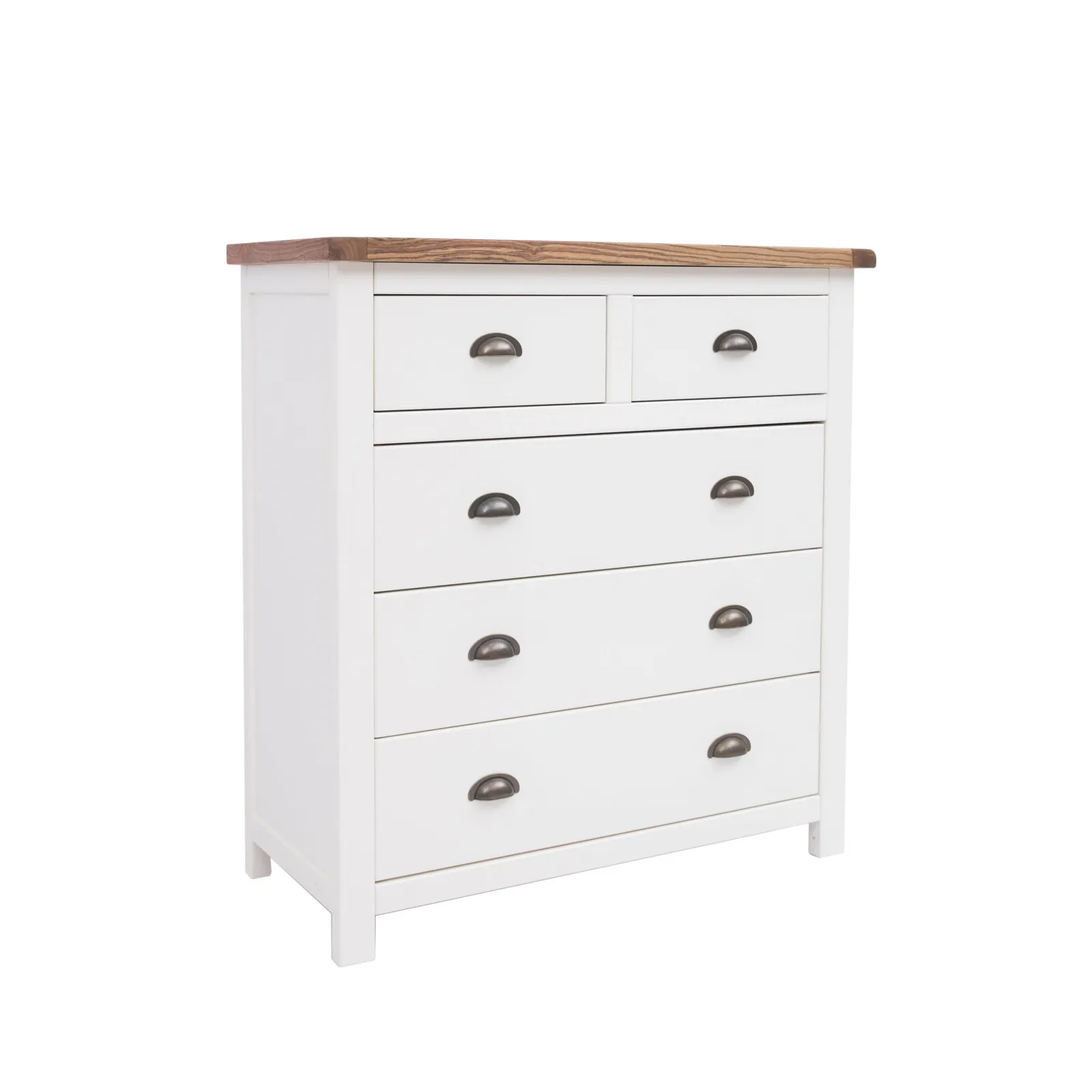 Cabinet Bits Lovere 5 Drawer Chest of Drawers Brass Cup Handle in Off-White 2