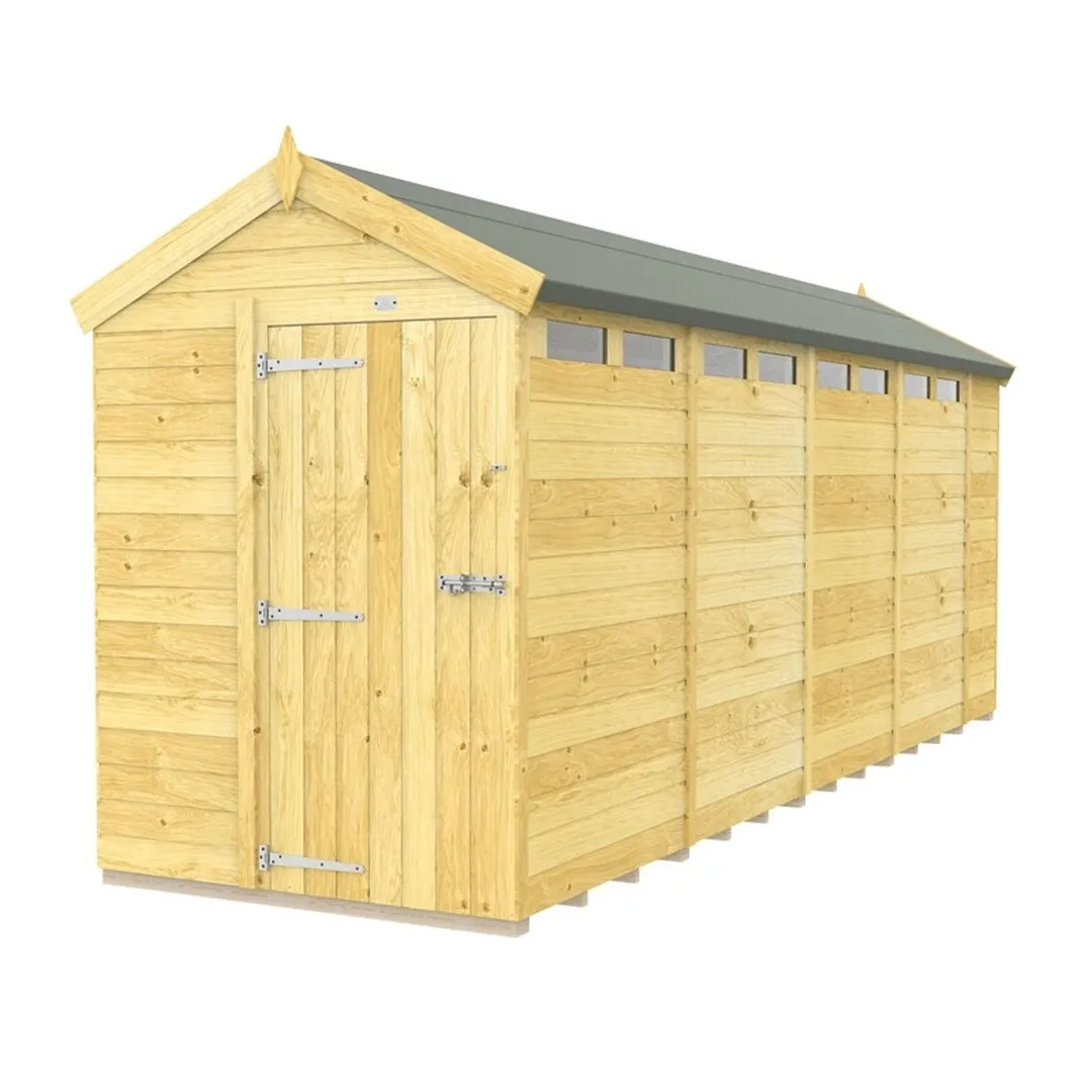 Buttercup Farm 5 x 18 Feet Apex Security Shed - Single Door - L533 x W147 x H217 cm in Brown