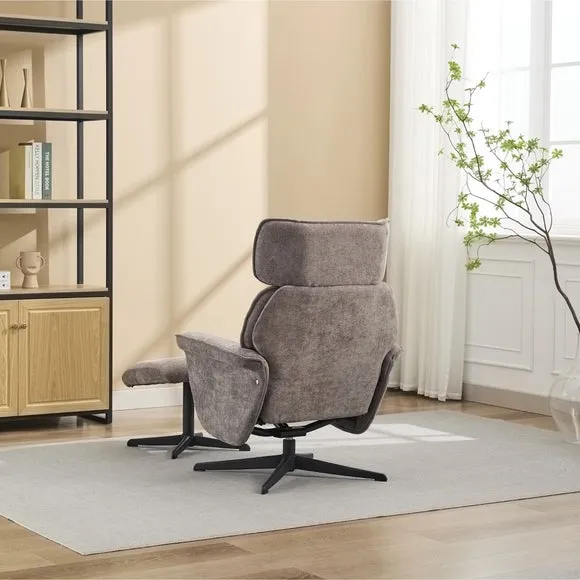 Gretna Chenille Swivel Chair with Footstool 4