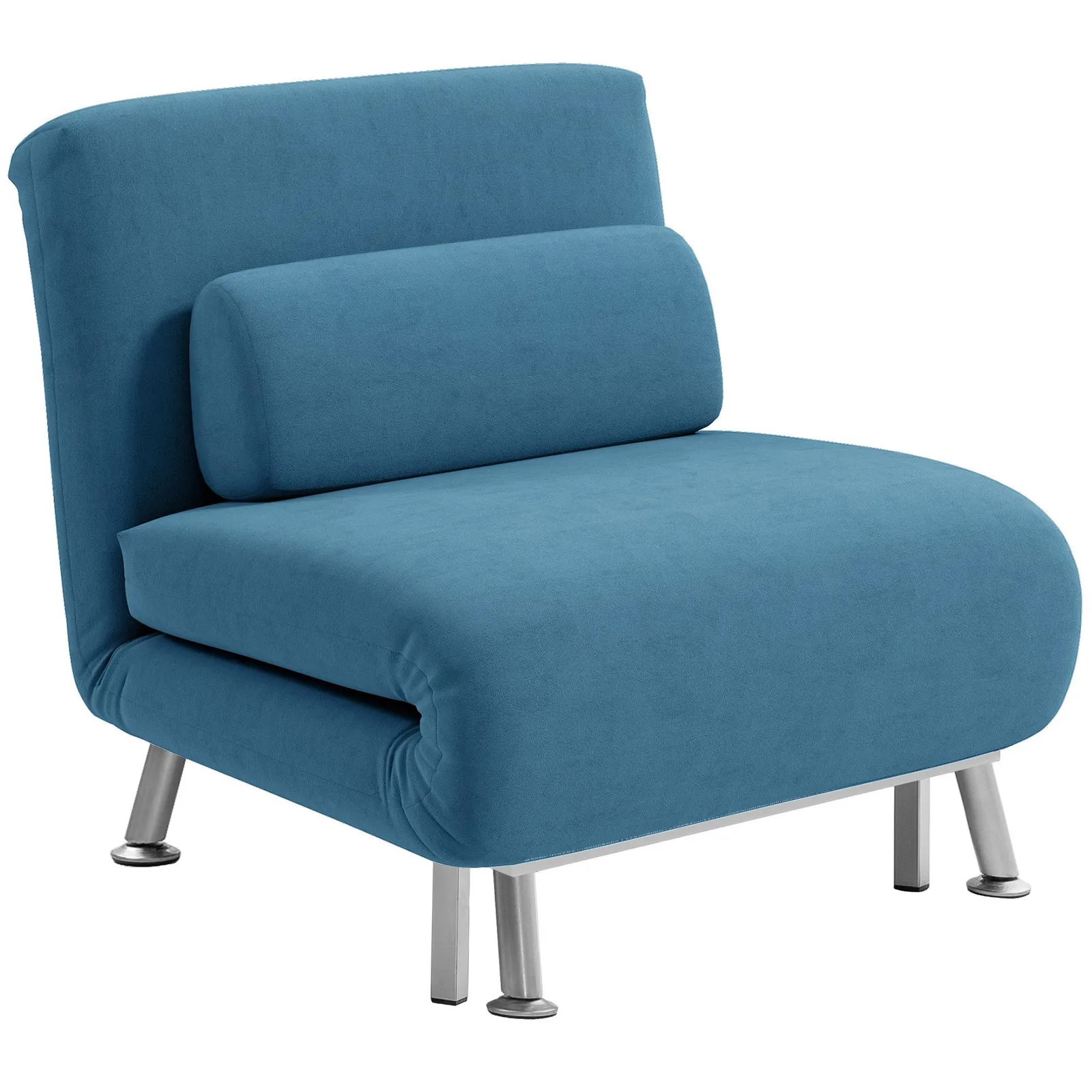 HOMCOM Folding 5 Position Convertible Sleeper Bedroom Chair Bed Blue 2