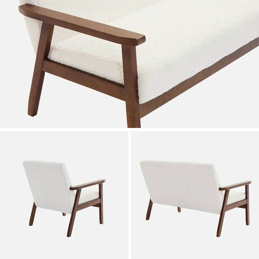 sweeek Armchair & 2-seater Sofa In Hevea Wood in Cream 3