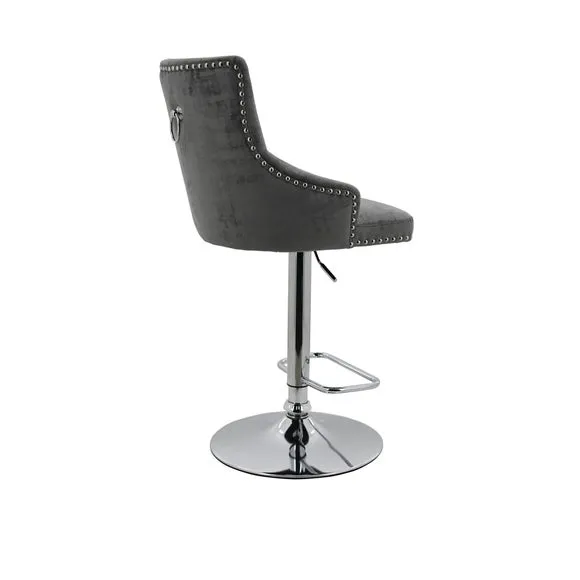 Selena Adjustable Height Swivel Bar Stool, Velvet 4