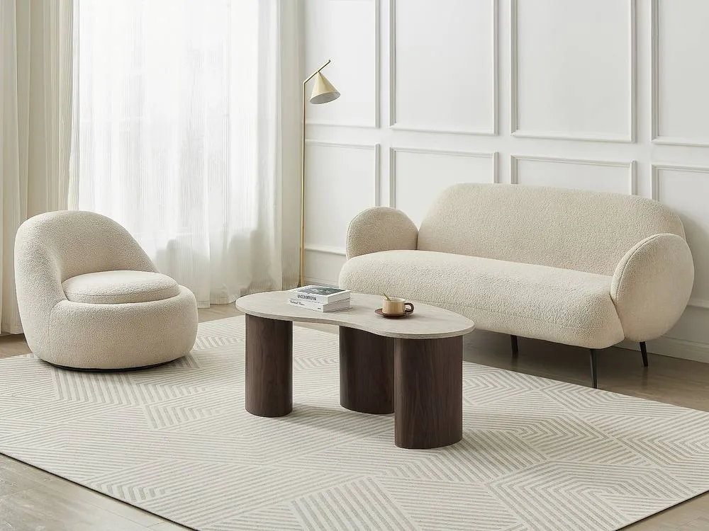 Vente-unique MDF Coffee Table - Beige & Dark Natural Travertine Effect - ALOZYA in Brown