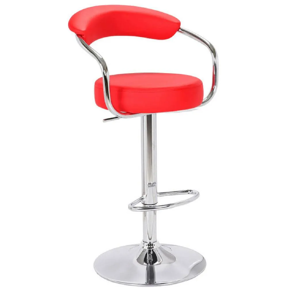 netfurniture Berty Kitchen Bar Stool Red Cushioned Seat & Back Rest 2