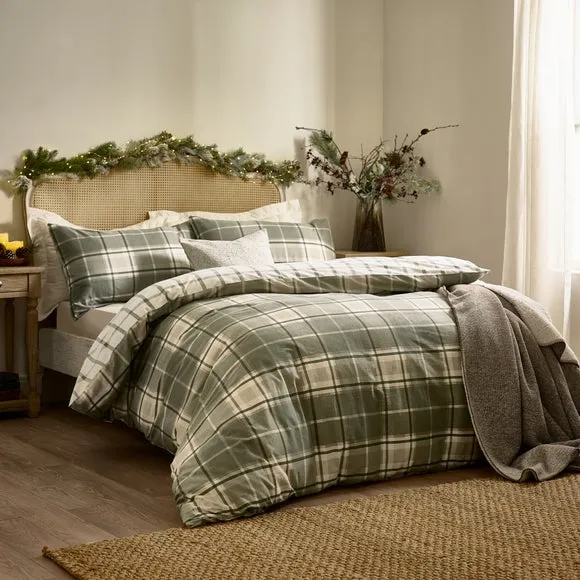 Wylder Nature Braemar Check 100% Cotton Duvet Cover and Pillowcase Set 1