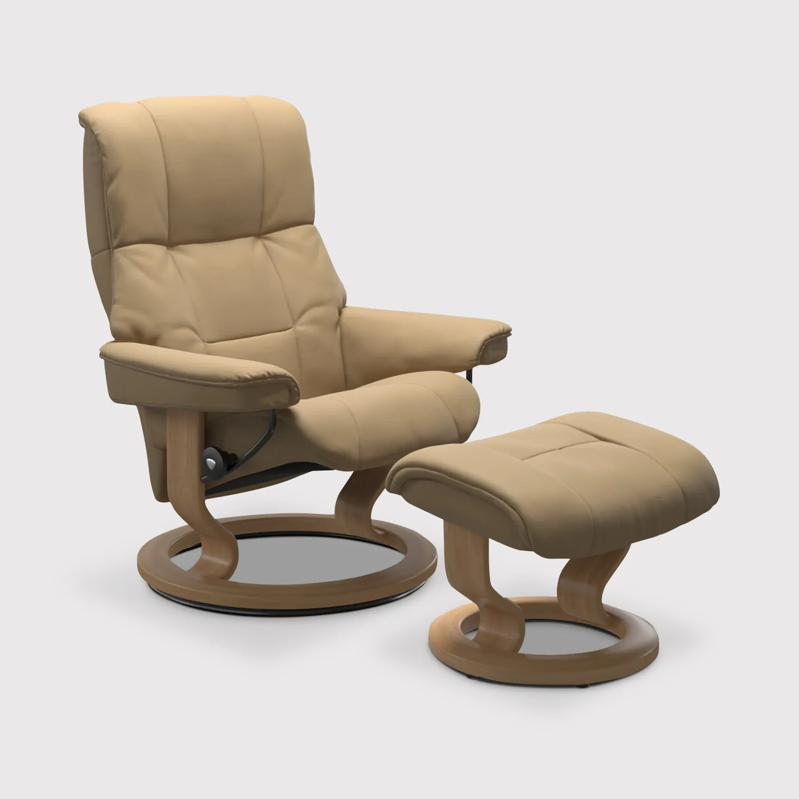 Stressless Mayfair Medium Recliner Chair & Stool, Neutral Leather | Barker & Stonehouse 1