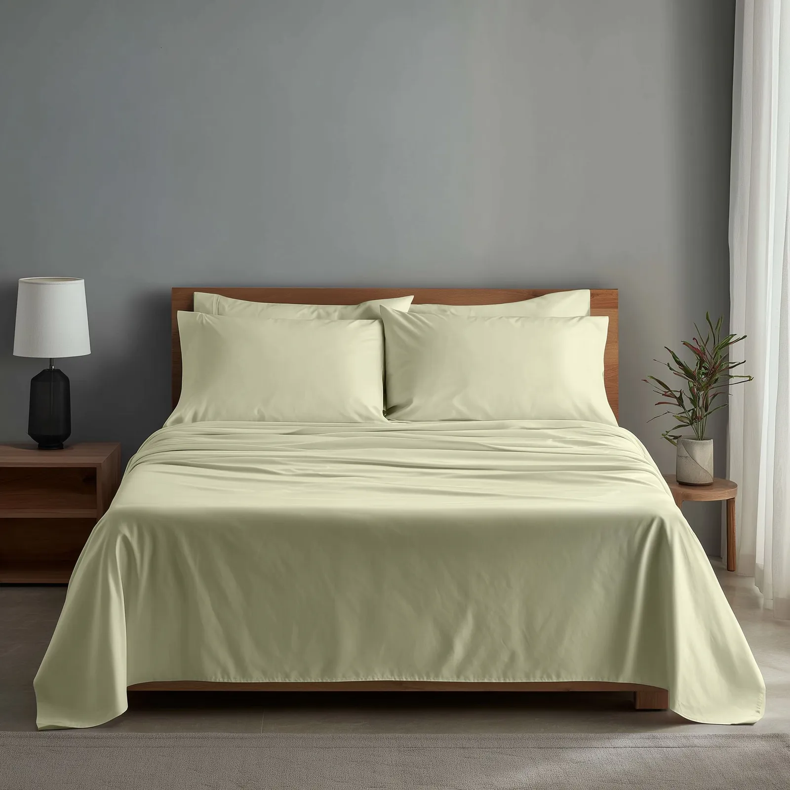 Snug City Luxury 400TC Sateen Soft Touch Hotel Quality Flat Sheet Bed Linen in Cream