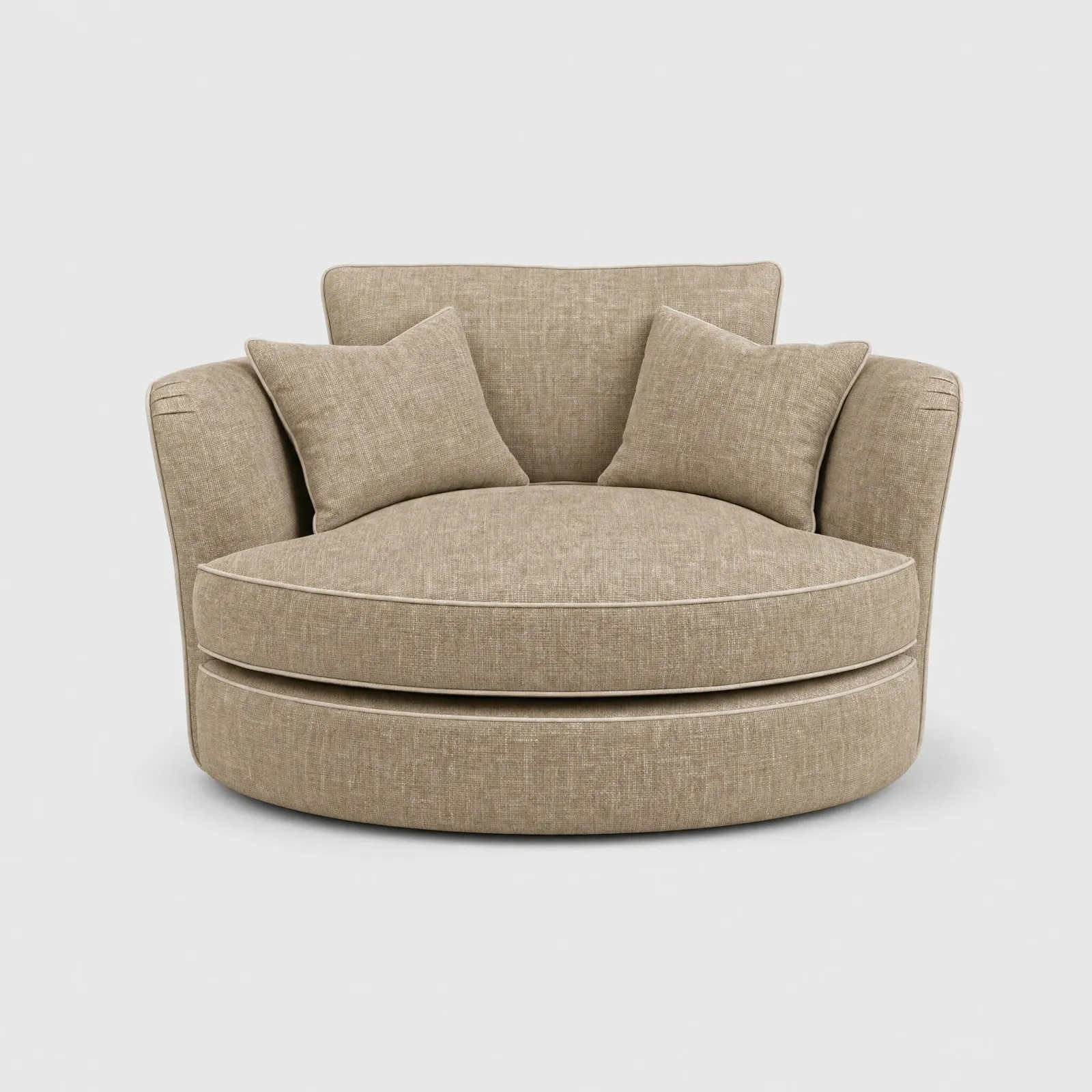 Arundel Cuddler Swivel Armchair, Neutral Fabric | Barker & Stonehouse