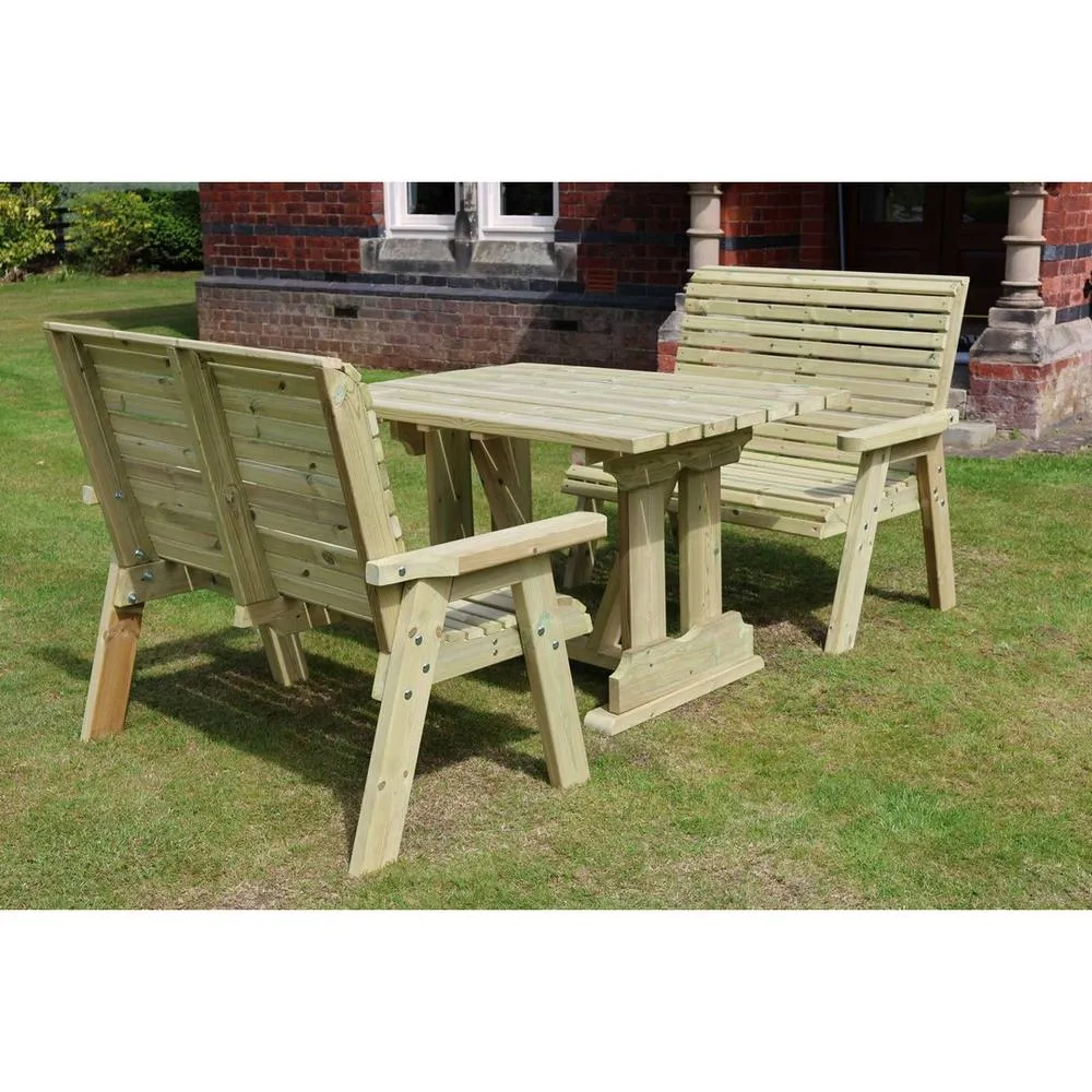 Churnet Valley Garden Furniture Ltd Ergo 4 Seat Compact Set - 2xB 120X90 Table - Partially Assembled in Natural