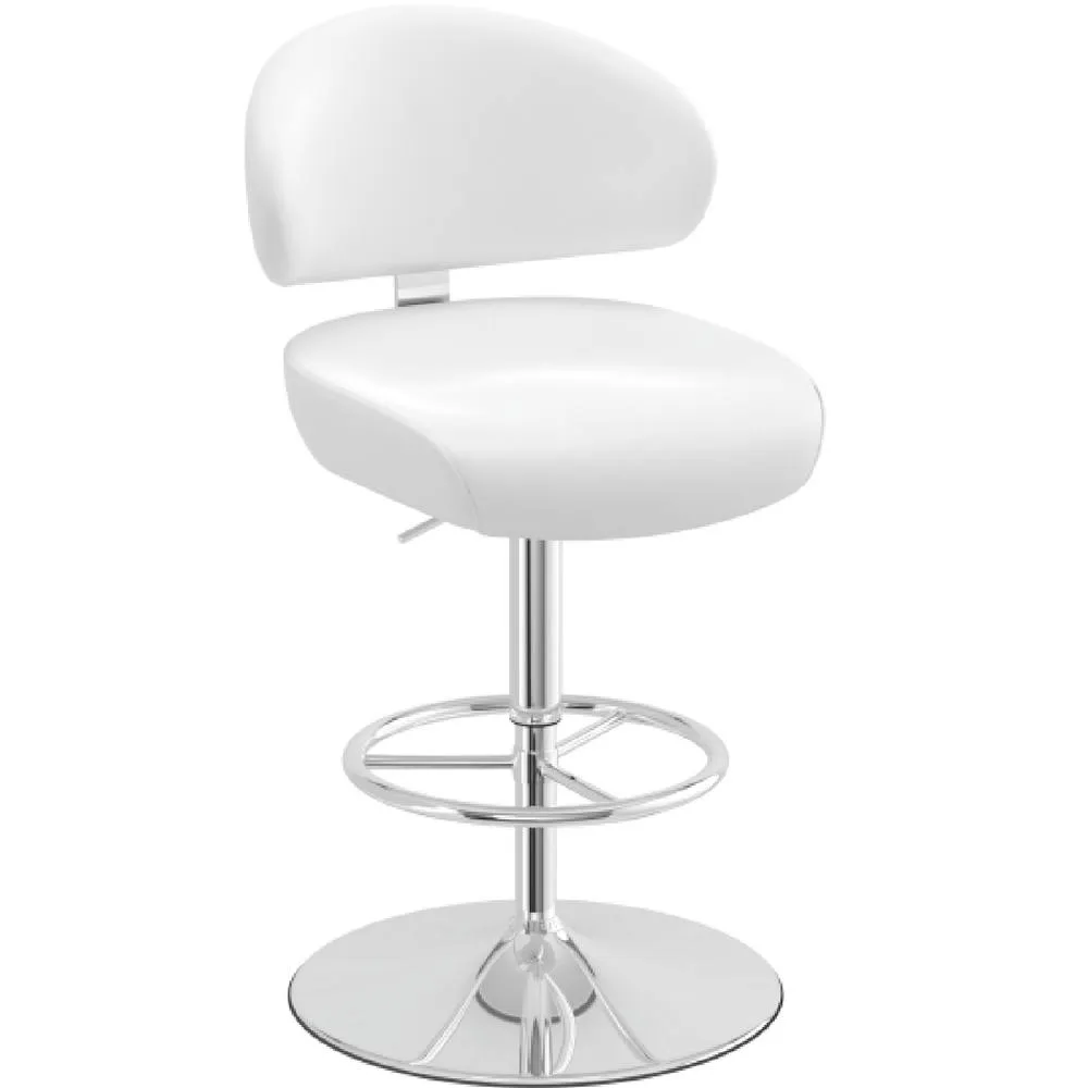 netfurniture Jamaica Height Adjustable Bar Stool White PVC Padded Seat 3