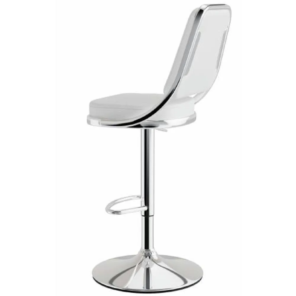 netfurniture Romano Kitchen Bar Stool White Padded Seat & Back Height Adjustable 5