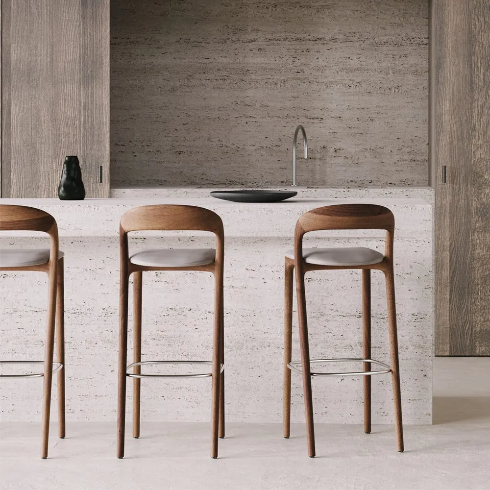Artisan Neva Light Barstool in Oak White Oil with Inox Footrest 65cm 4