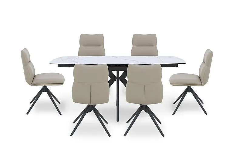 Quattro Extending Draw Leaf Table and 6 Swivel Dining Chairs - Dining Room Furniture - In Time for Christmas