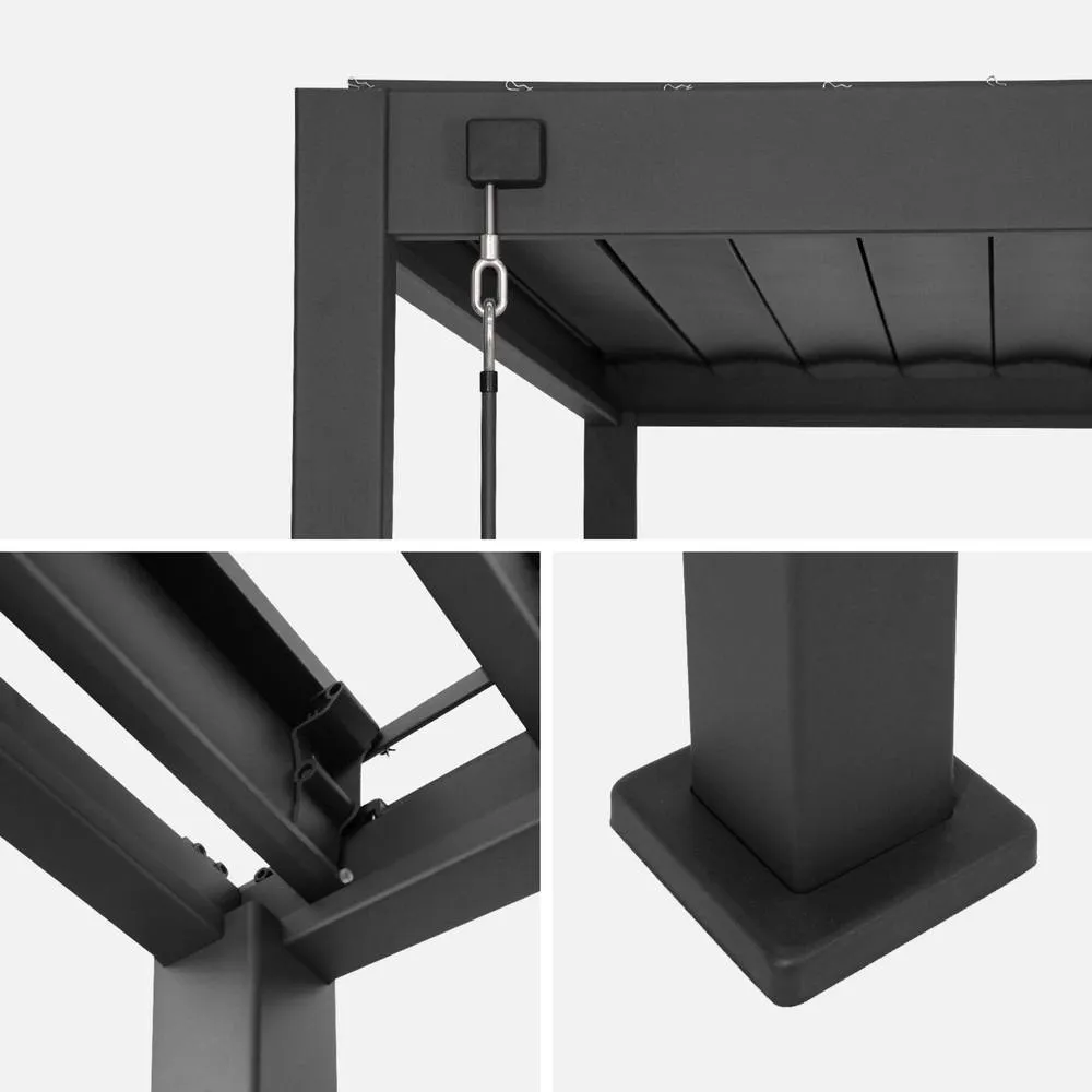 sweeek Louvered pergola Triomphe 3x4m + vertical louvers 100cm + vertical in Dark Grey 4