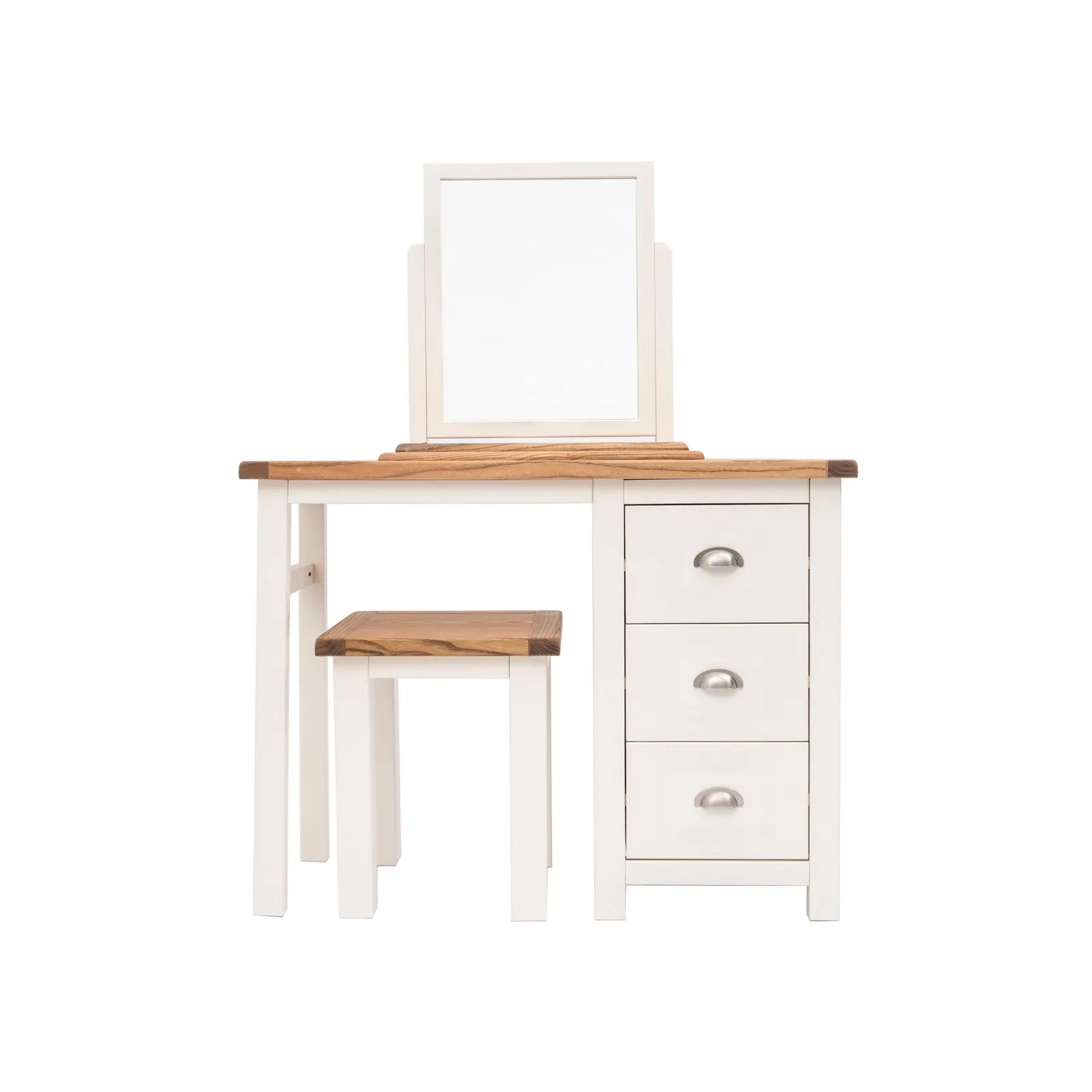 Cabinet Bits Lovere 3 Drawer Dressing Table Set Chrome Cup Handle in Off-White
