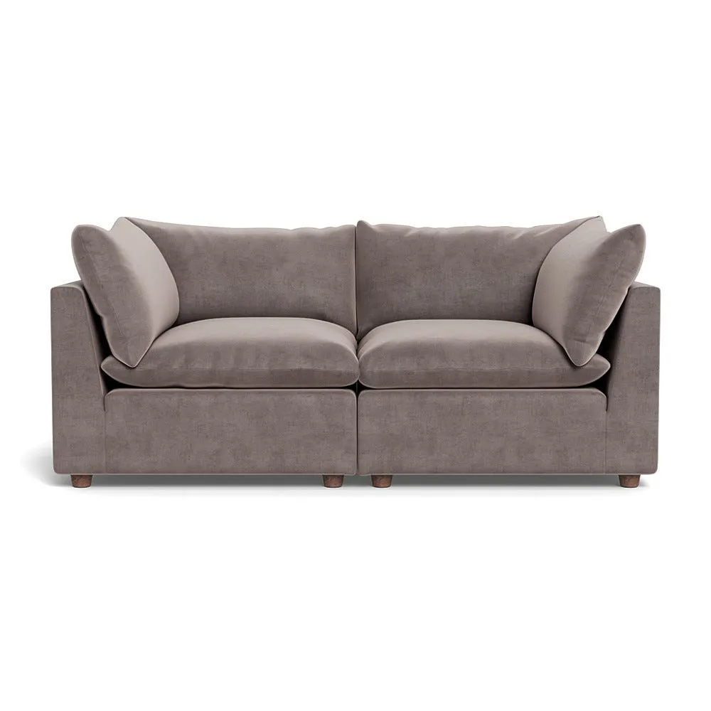Heal's Astrid 3 Seater Sofa Smart Luxe Velvet Mushroom Walnut Stained Beech Feet 1