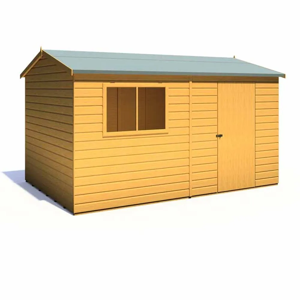 Shires Lewis 12 x 8 Feet Single Door Reverse Apex Style C Shed in Brown 3