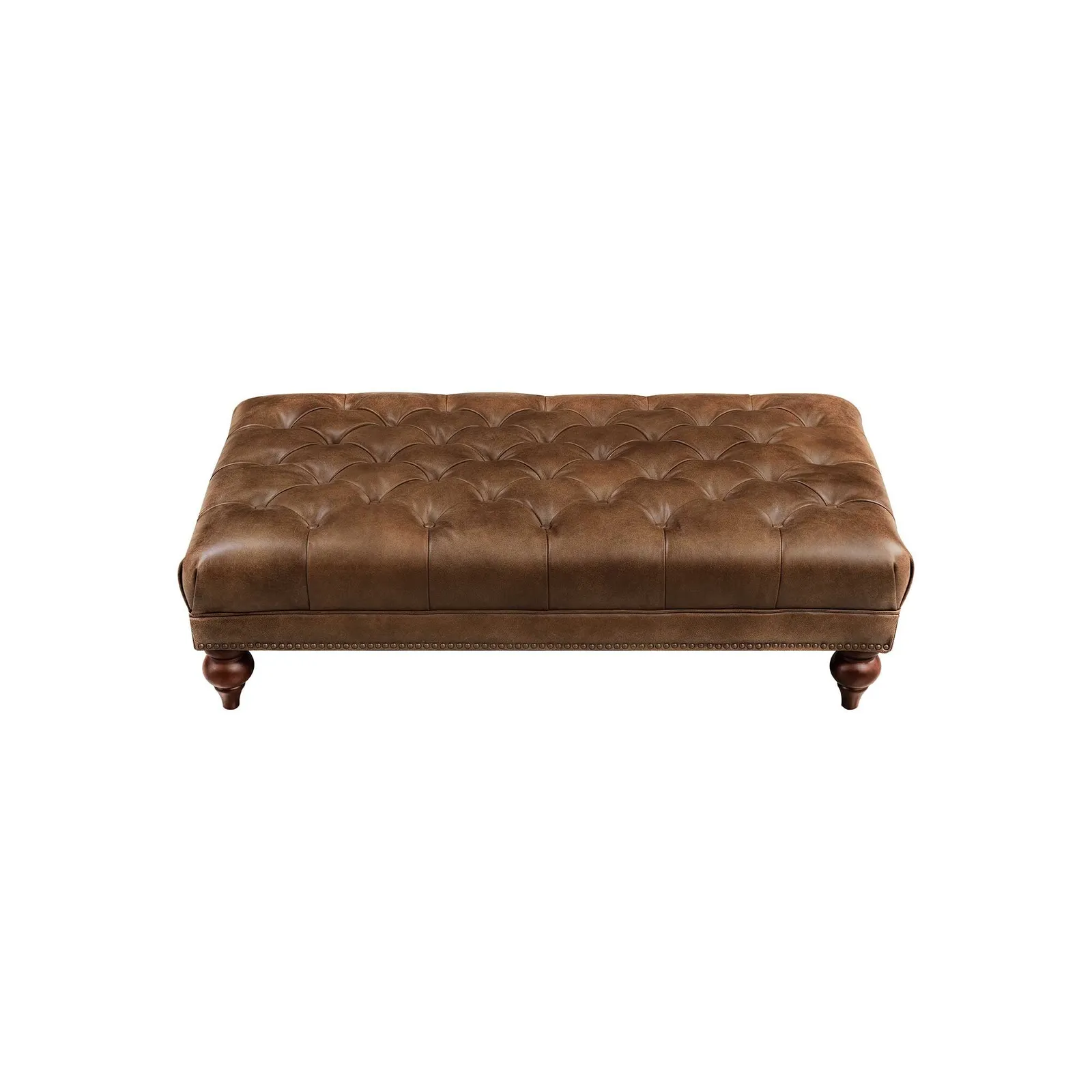 Ullswater Footstool 2034 Dark Rum Fl, Brown Leather | Barker & Stonehouse 2