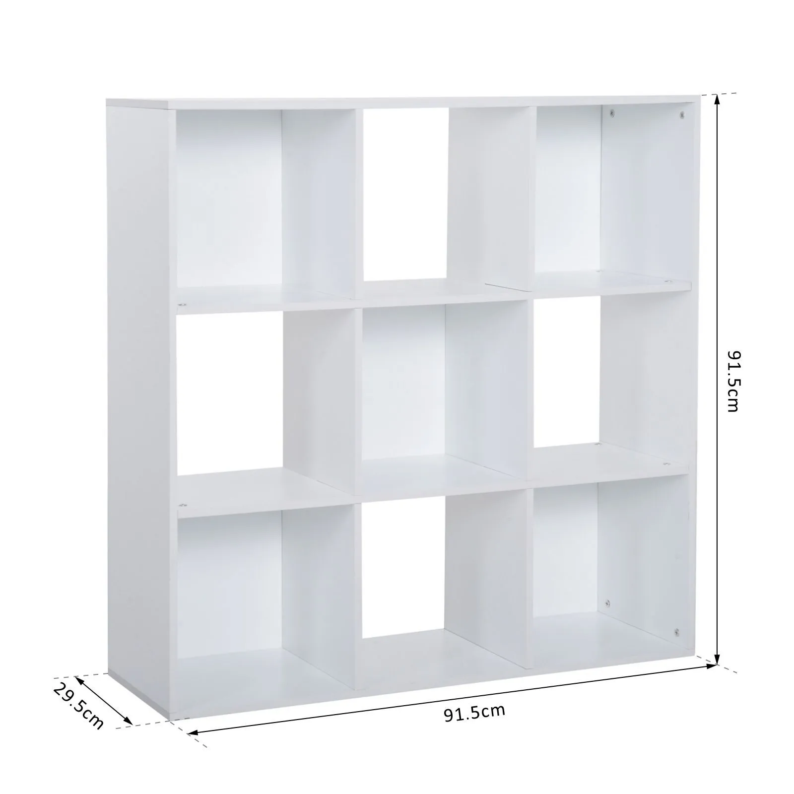 HOMCOM Bookshelf Storage Cabinet Bookcase 9 Cubes Particle Board Home Office in White 3
