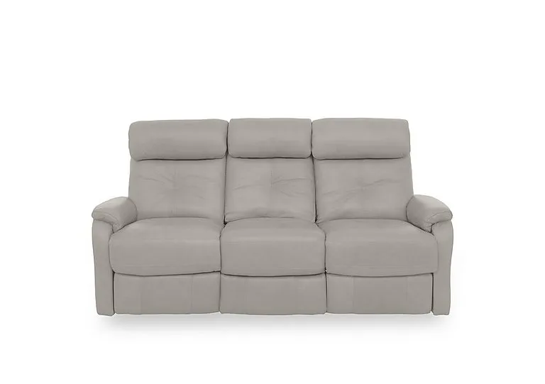 Compact Collection Titch Leather 3 Seater Sofa - Silver Grey
