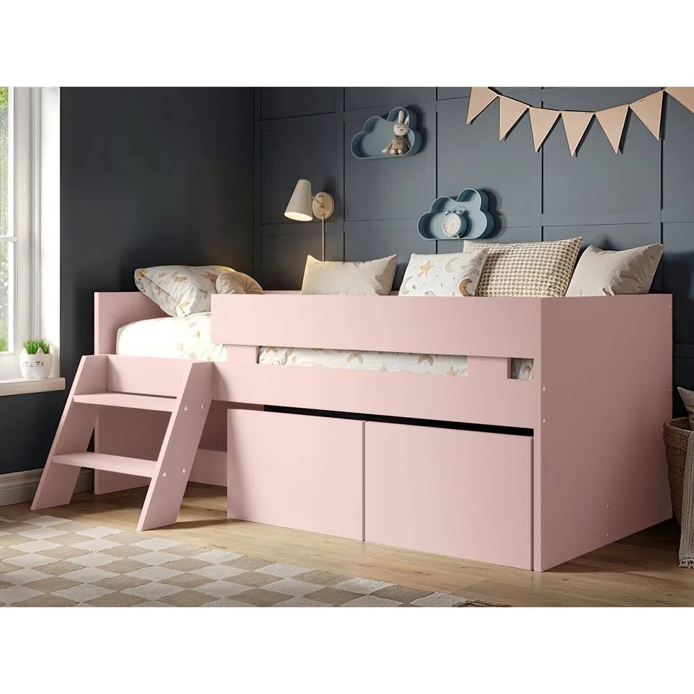Flair Logan Single Storage Low Sleeper Bed in Pink 1