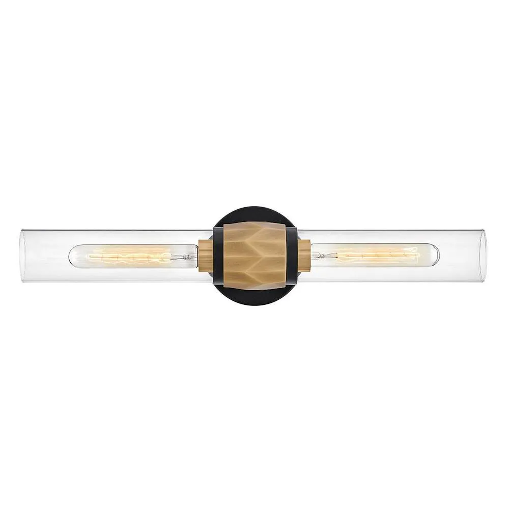 Netlighting Hinkley Ellison Bathroom Wall Lamp Black Heritage Brass IP44 2x E27