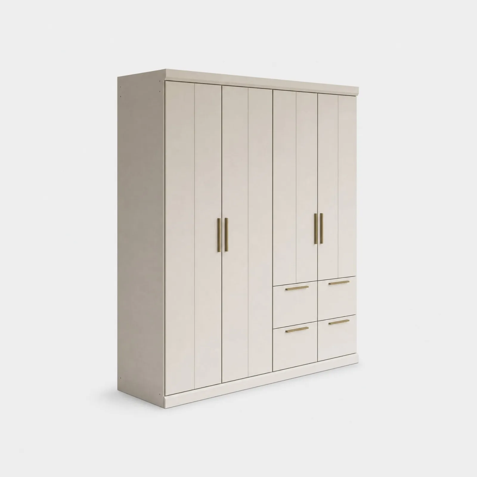 Malham 4 Door Hinged Wardrobe 181X203Cm With Cornice, Neutral Wood | Barker & Stonehouse 1