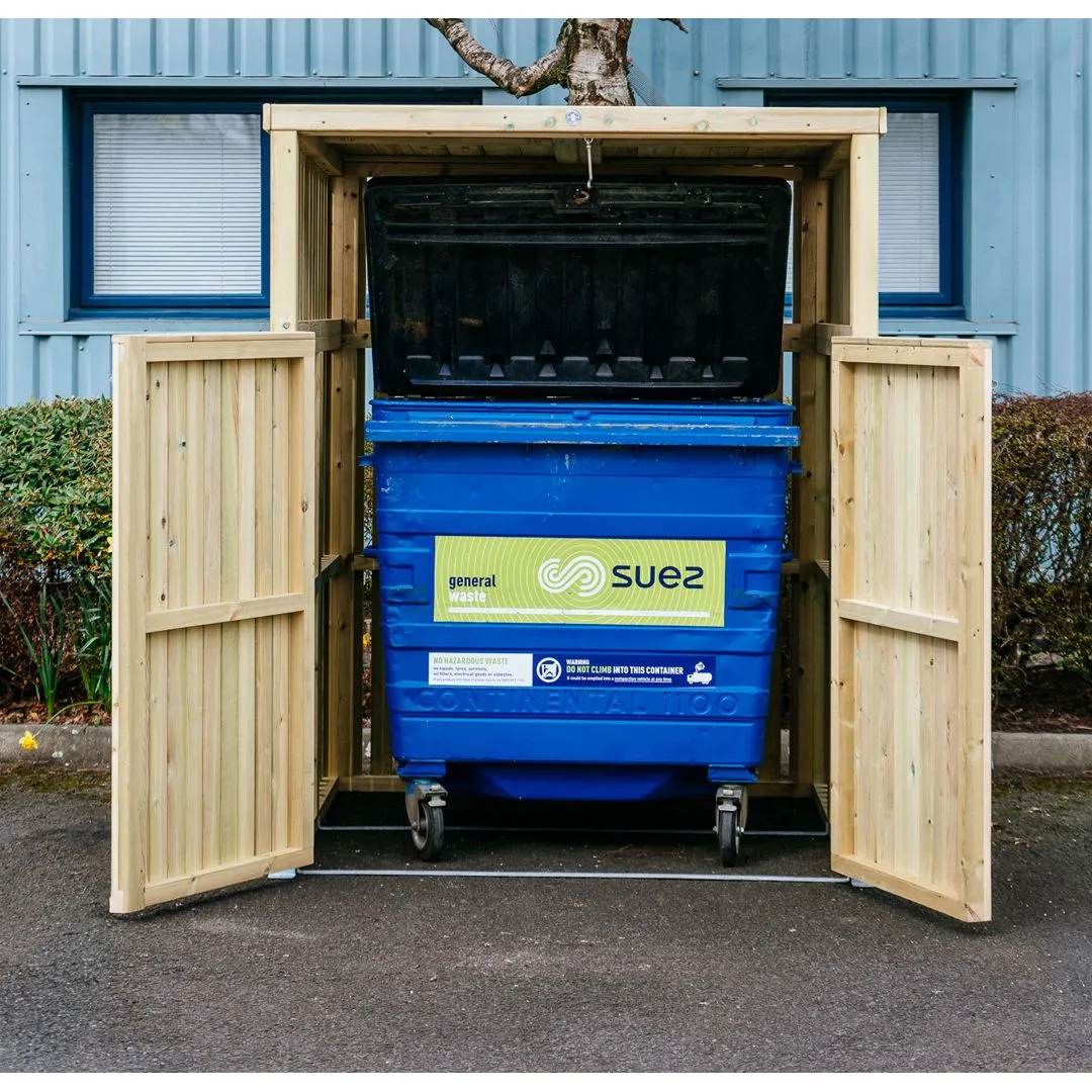 Buttercup Farm Whalley Euro Wheelie Bin Store with Roof, Fits 1x 660L to 1100L Bin in Brown 2