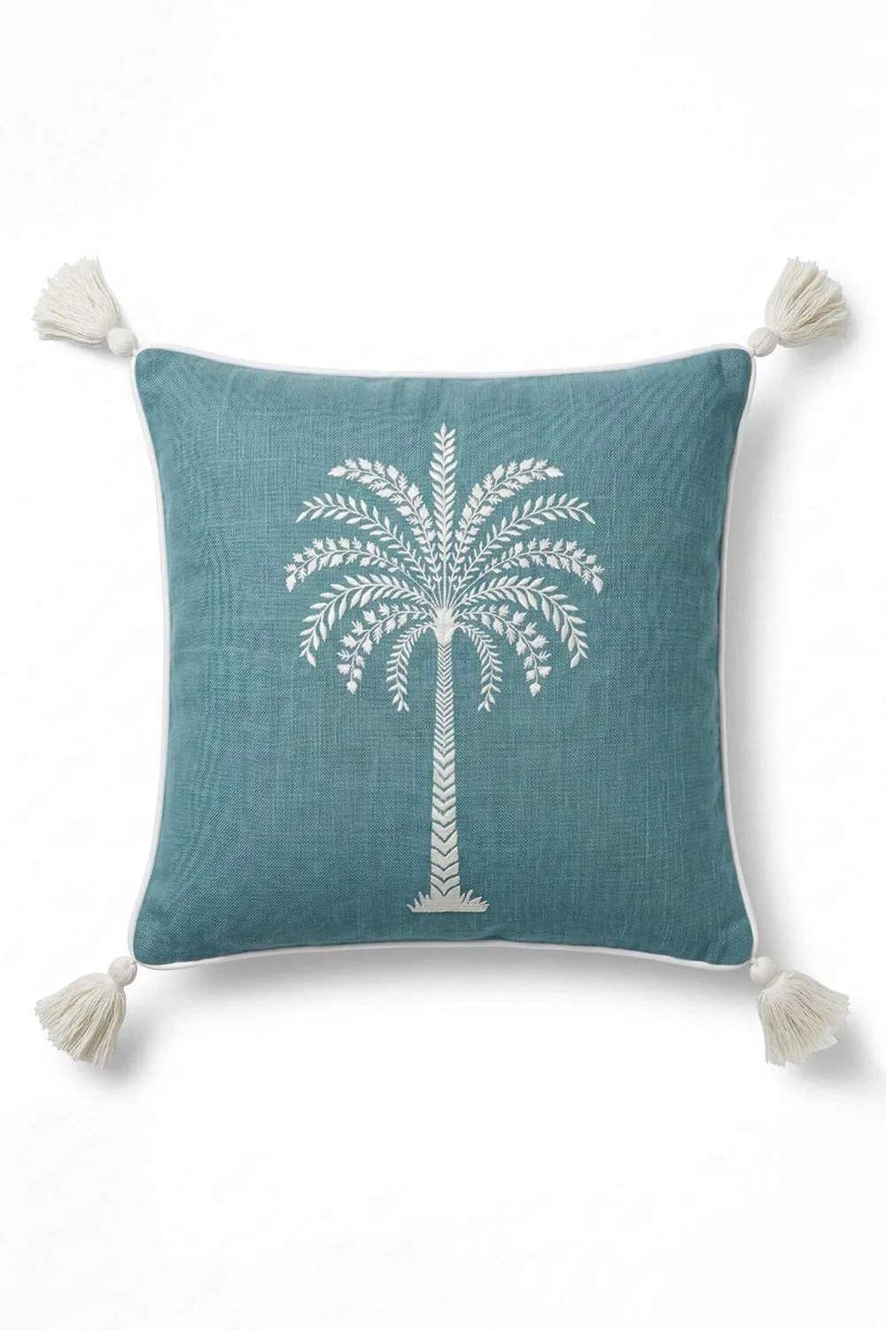 Homescapes Blue Palm Tree Cushion, 45 x 45cm