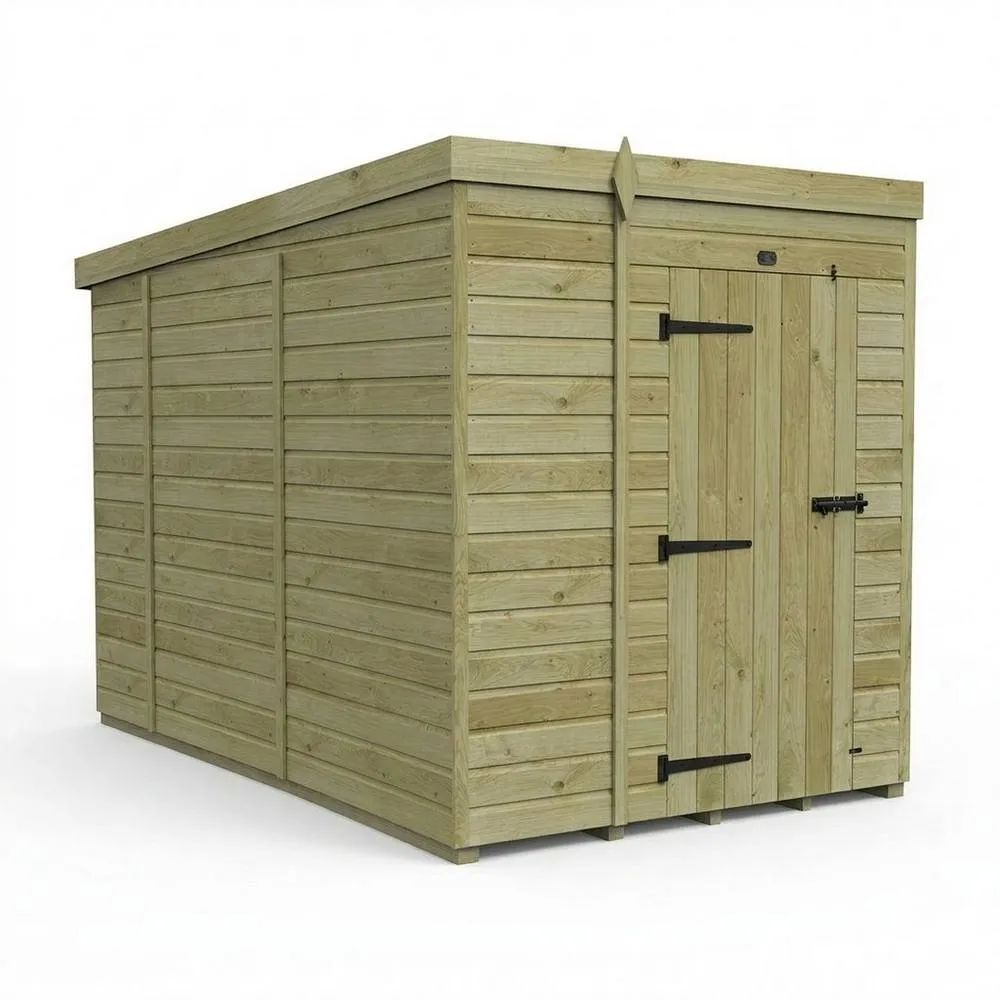 Buttercup Farm 6ft x 10ft Pent Garden Shed Single Door No Windows - Timber in Brown