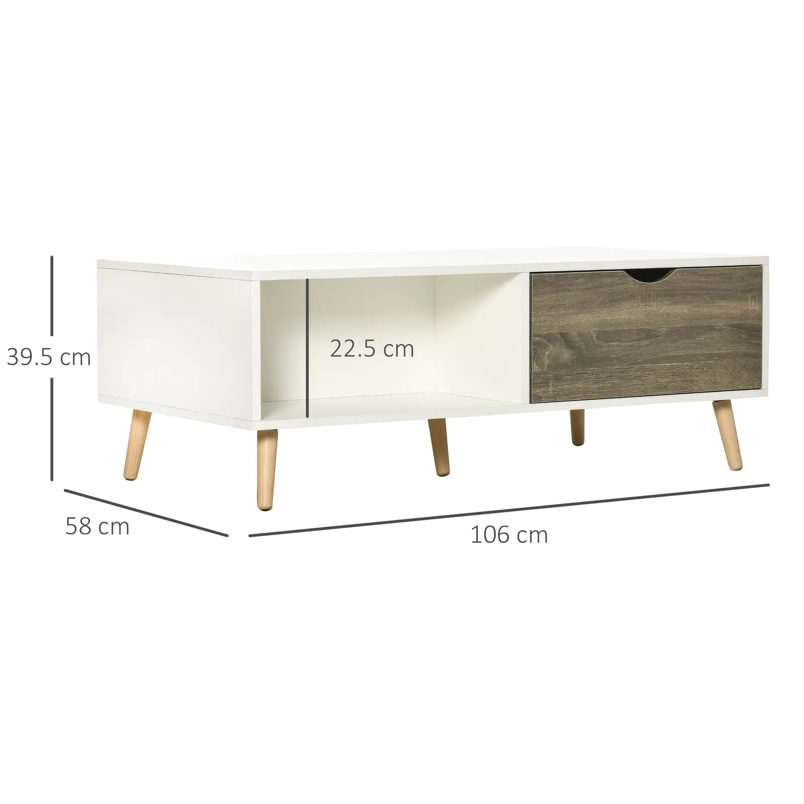 HOMCOM Modern Coffee Tables for Living Room w/ Storage Shelves, White 3