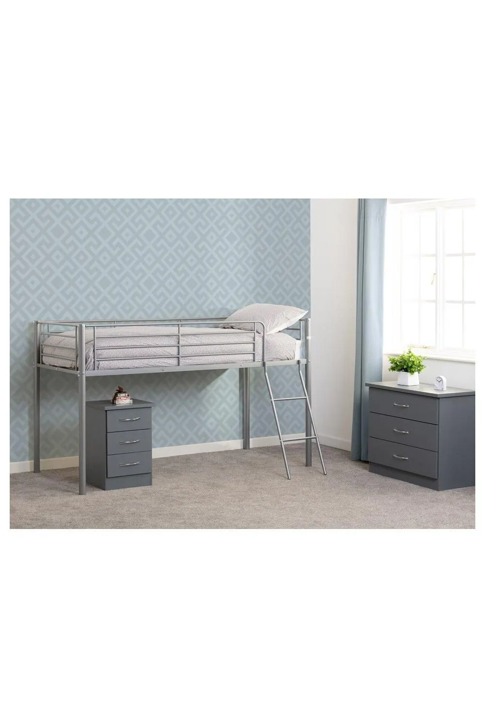 Seconique Kora Mid Sleeper Single in Metallic Silver