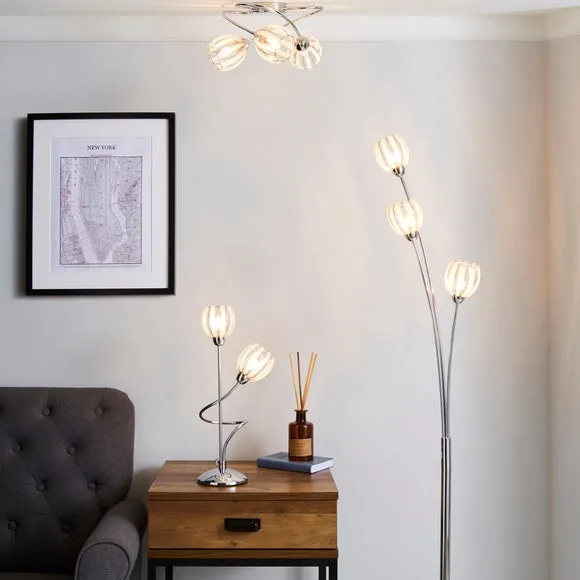 Rosa 3 Light Chrome Semi Flush Ceiling Light 6