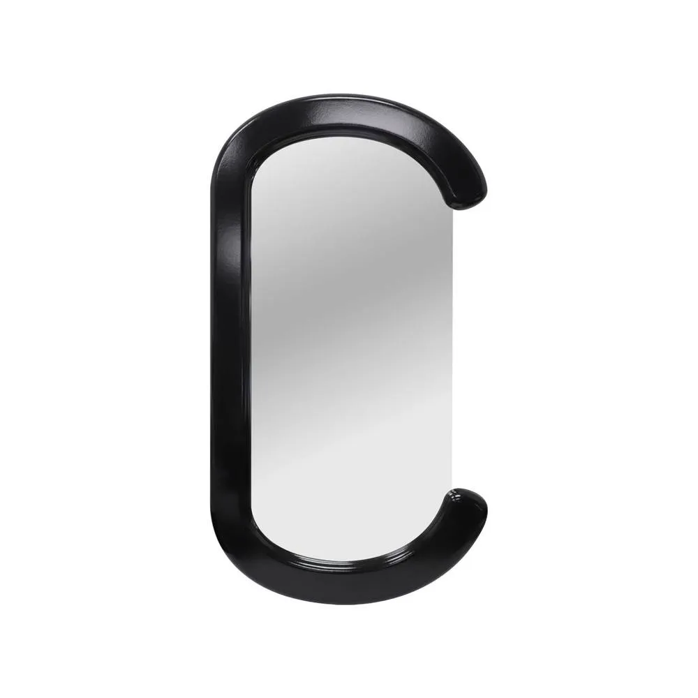 sweeek Oval mirror with wood decor 91cm in Black 2