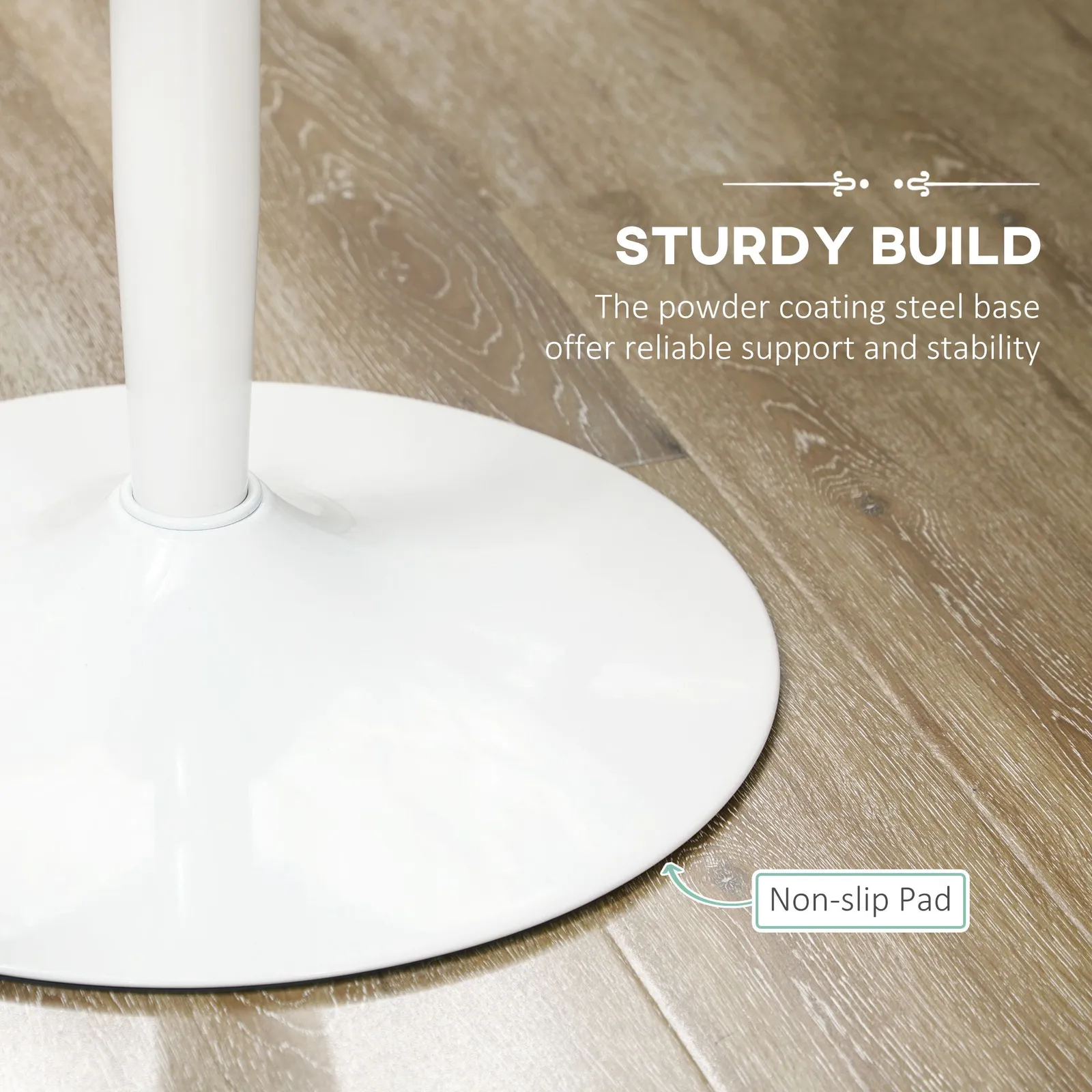 HOMCOM Round Dining Table, Modern Kitchen Table with Steel Base in White 5